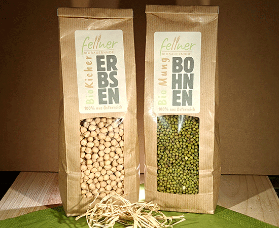 Produktfoto - Mungbohnen und Kichererbsen